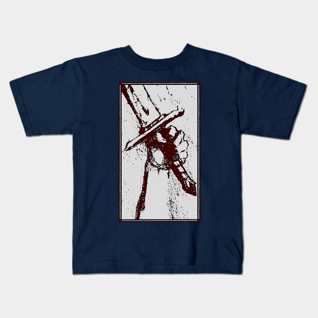 Fist and Sword Raised Kids T-Shirt by CreatorJ